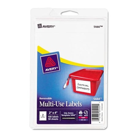 Avery Avery Print or Write Removable Multi-Use Labels, 2 x 4, White, 100/Pack 5444
